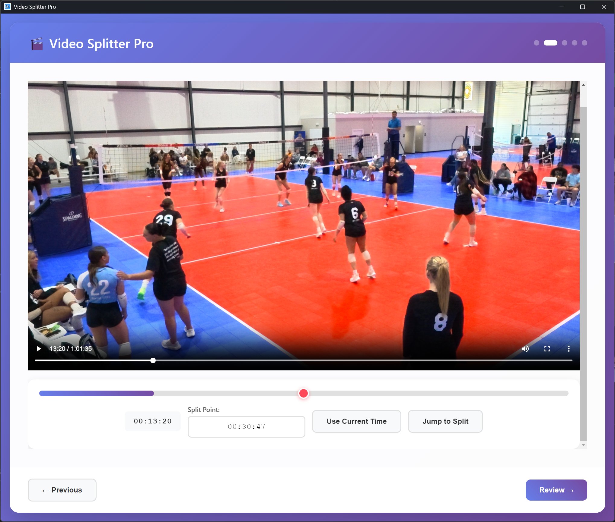 Easy Video Splitter scrub view